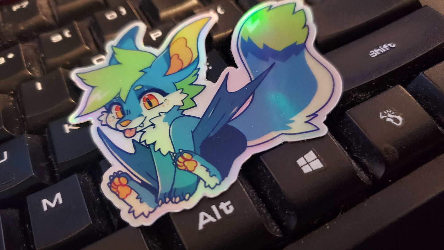 Holographic Zaldar Blep Sticker